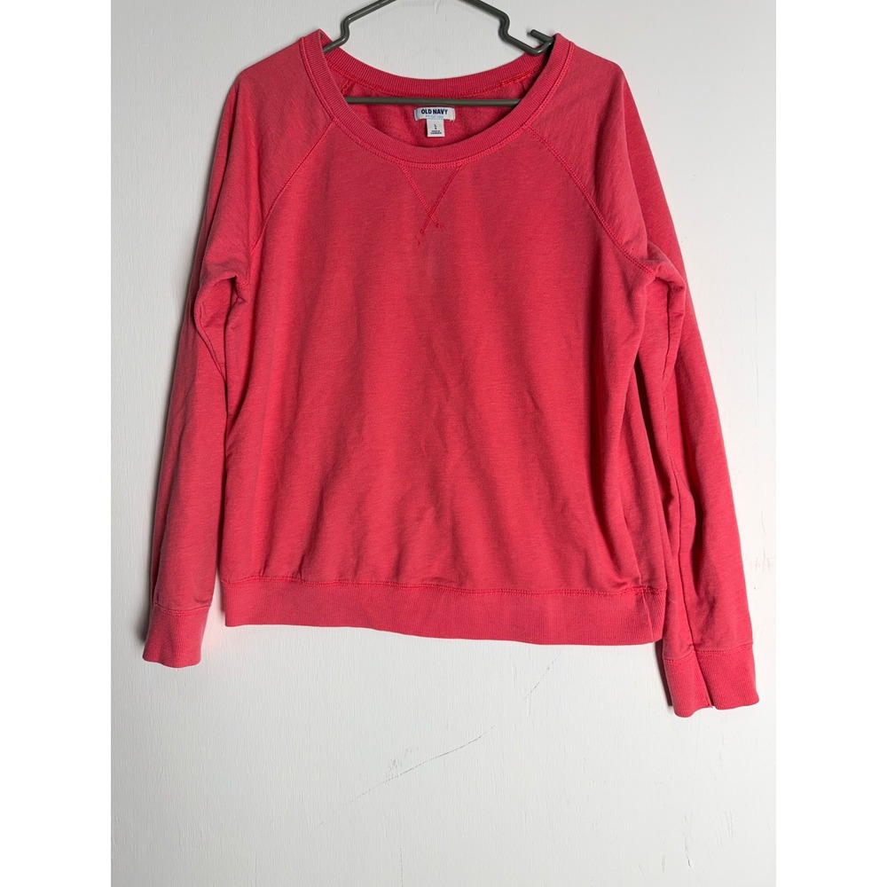 Old Navy Women Coral Pink Raglan Sweatshirt Pullover French Terry Size L Large